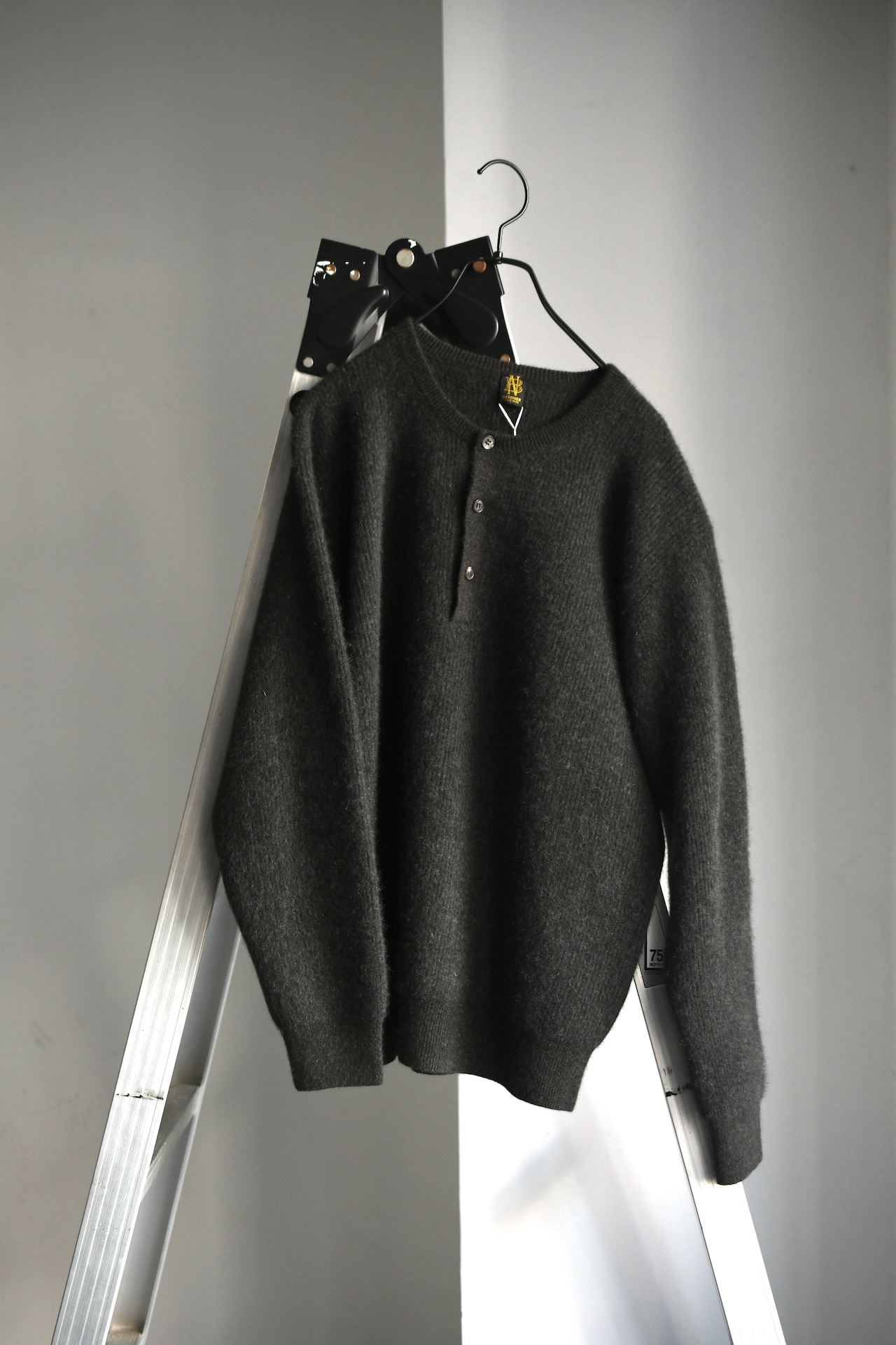BATONER / CASHMERE FOX HENLEY NECK (Charcoal)