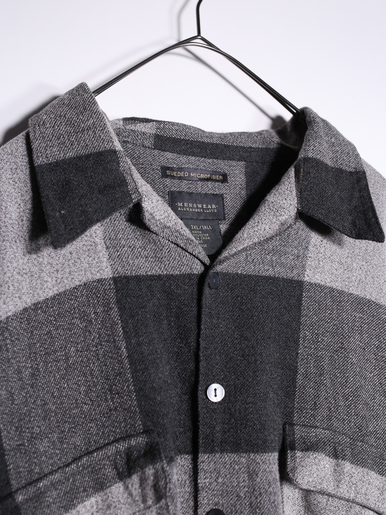 XXXL super over silhouette open collar check shirt - 8