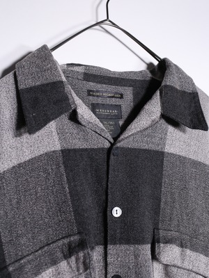 XXXL super over silhouette open collar check shirt