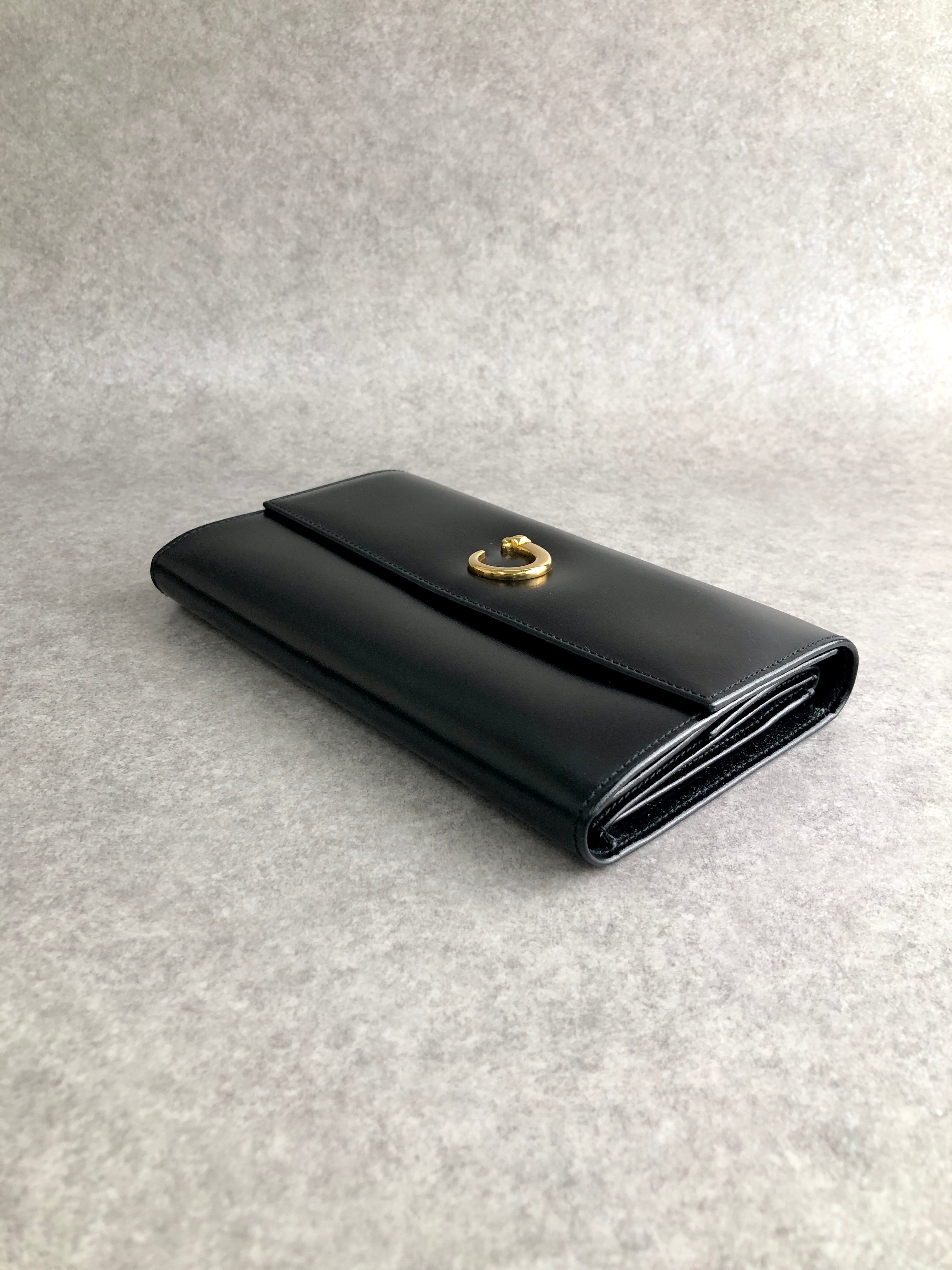 Cartier カルティエ 財布 ブラック パンテール レザー 三つ折り財布
