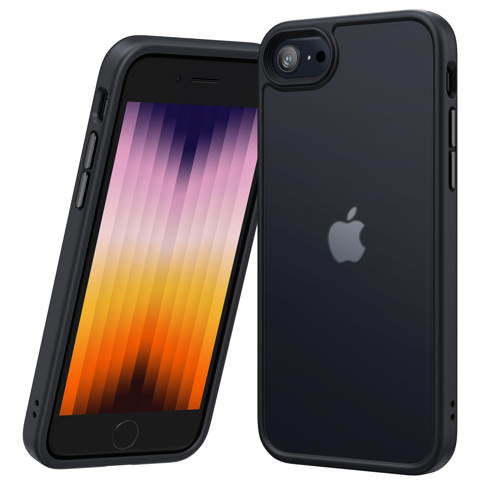 【新着特価】NIMASO iPhone SE 用 ケース 第3世代/第2世代/ iPhone8 / iPhone7 用 ケース カバー 半透明 耐衝撃 滑り止め 指紋防止 米軍MIL規格 黄変防止 ストラップホール付き ワイヤレス充電対応 スマホケース アイフォン SE3 SE2 8 7 対応 4.7インチ用 黒羽シリーズ NSC23J890