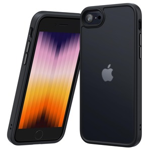 【新着特価】NIMASO iPhone SE 用 ケース 第3世代/第2世代/ iPhone8 / iPhone7 用 ケース カバー 半透明 耐衝撃 滑り止め 指紋防止 米軍MIL規格 黄変防止 ストラップホール付き ワイヤレス充電対応 スマホケース アイフォン SE3 SE2 8 7 対応 4.7インチ用 黒羽シリーズ NSC23J890