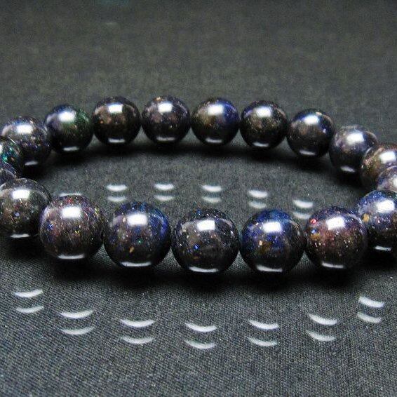 ブラックオパール ブレスレット 11mm 一点物 111-37607