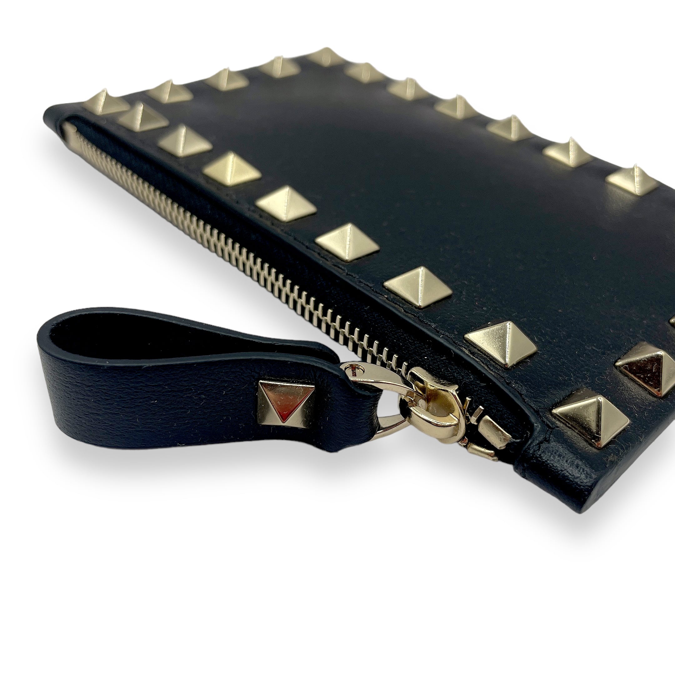 VALENTINOロックスタッズカーフスキンカードケースファスナー付き VALENTINOロックスタッズカーフスキンカードケースファスナー付き