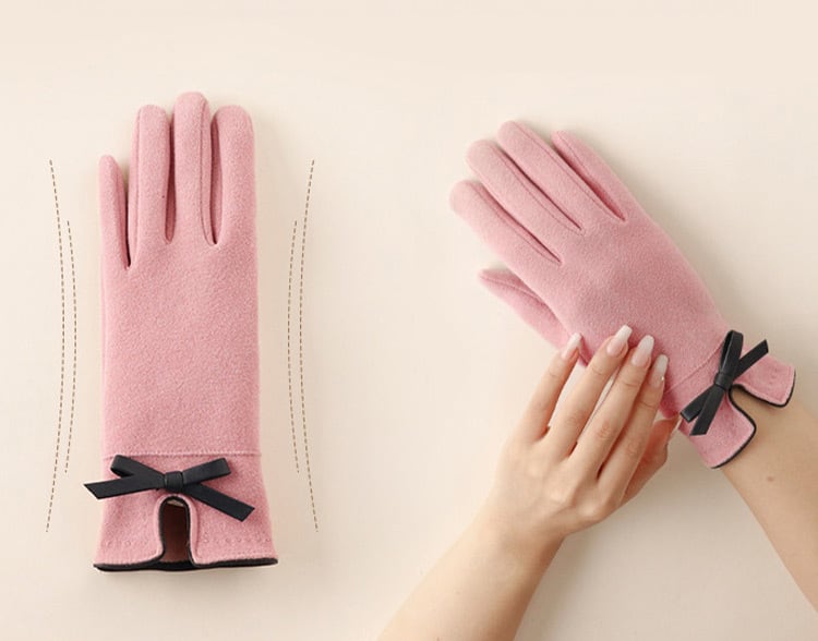 メール便】スマホ操作可能 リボン裏起毛手袋／glove180 | DAY CLOSET