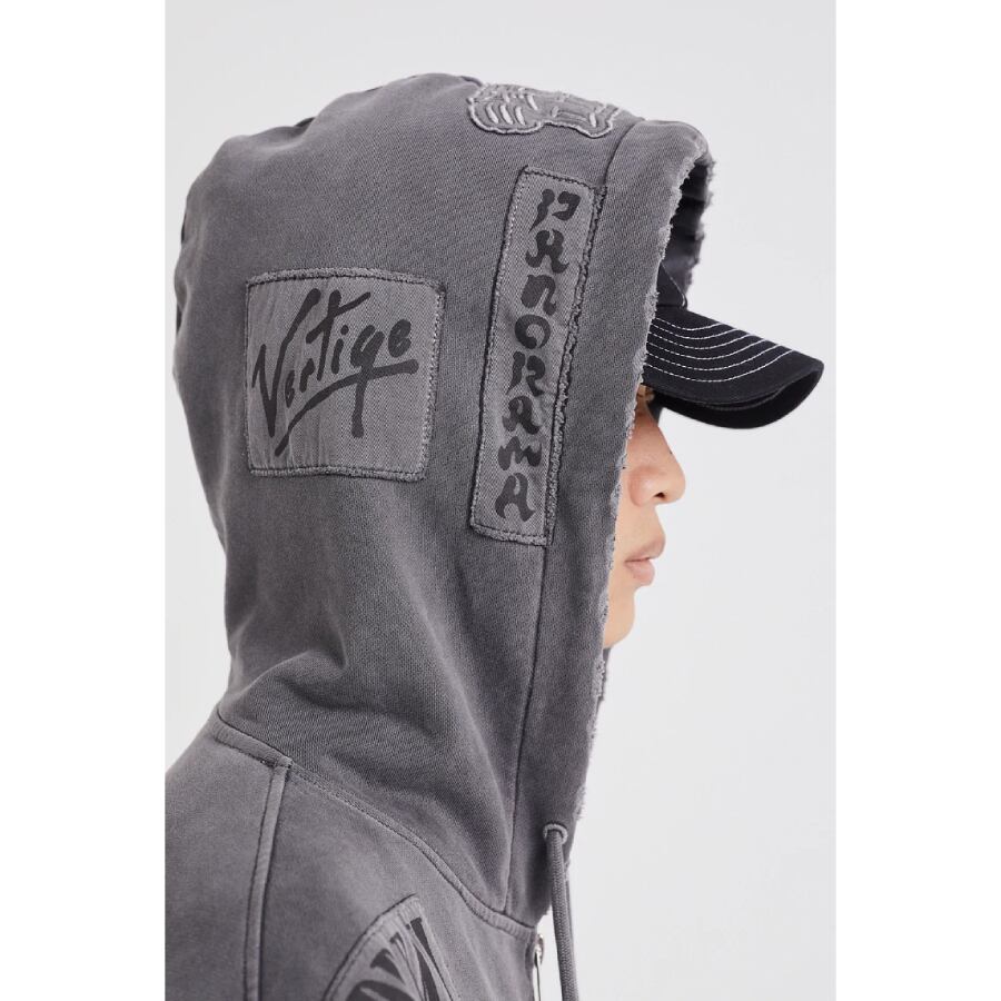 ETUDES EXTRA HOOD ZIPPED PATCH BLACK BLACK | AYIN