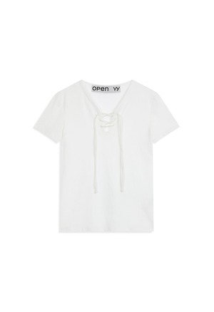 [OPEN YY] LACE-UP JERSEY TEE, WHITE 正規品 韓国ブランド 韓国通販 韓国代行 韓国ファッション オープン ワイワイ 日本 店舗