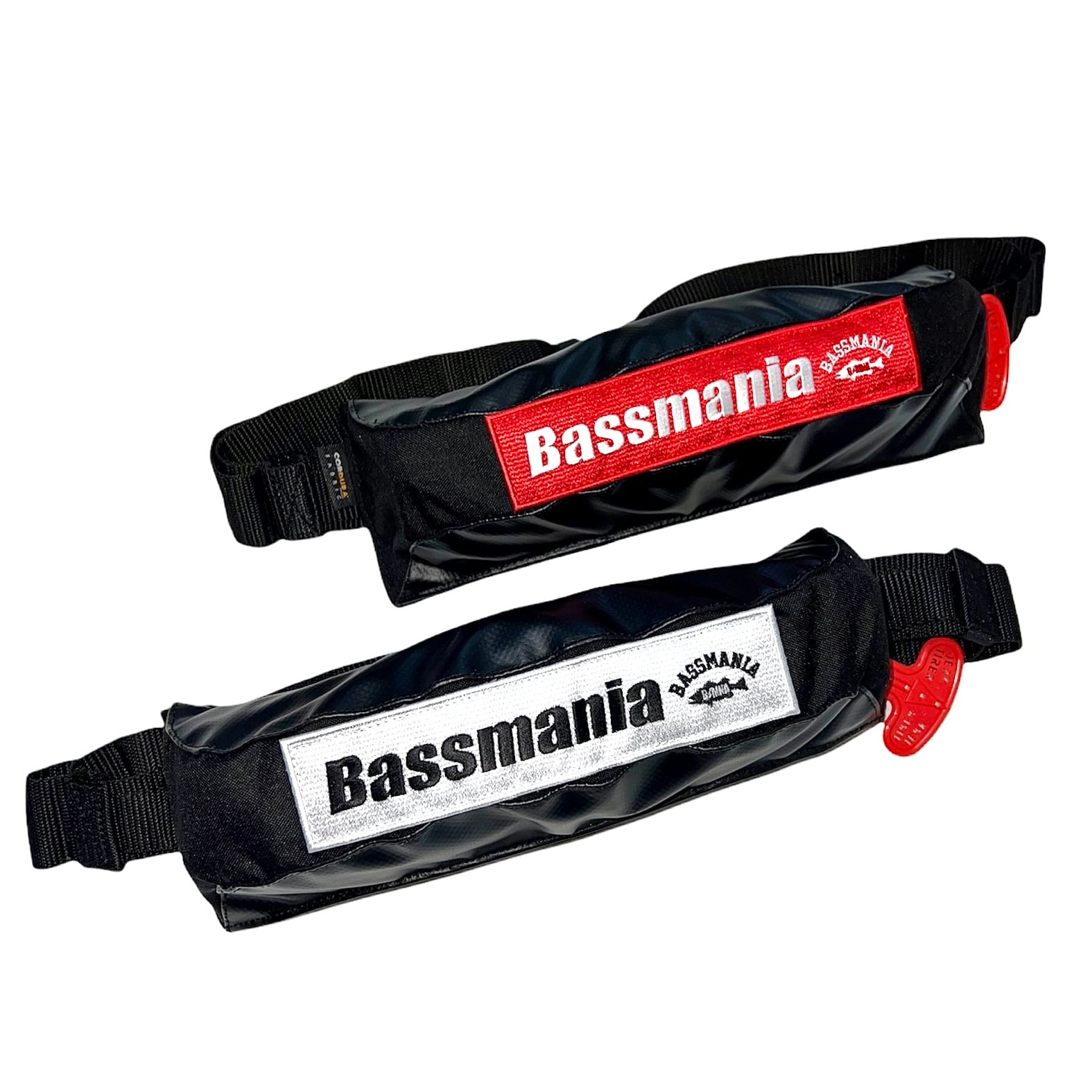 bassmania logo刺繍ウエストタイプ 膨脹式ライフジャケット（水感知機能付き)【ブルーストーム別注】