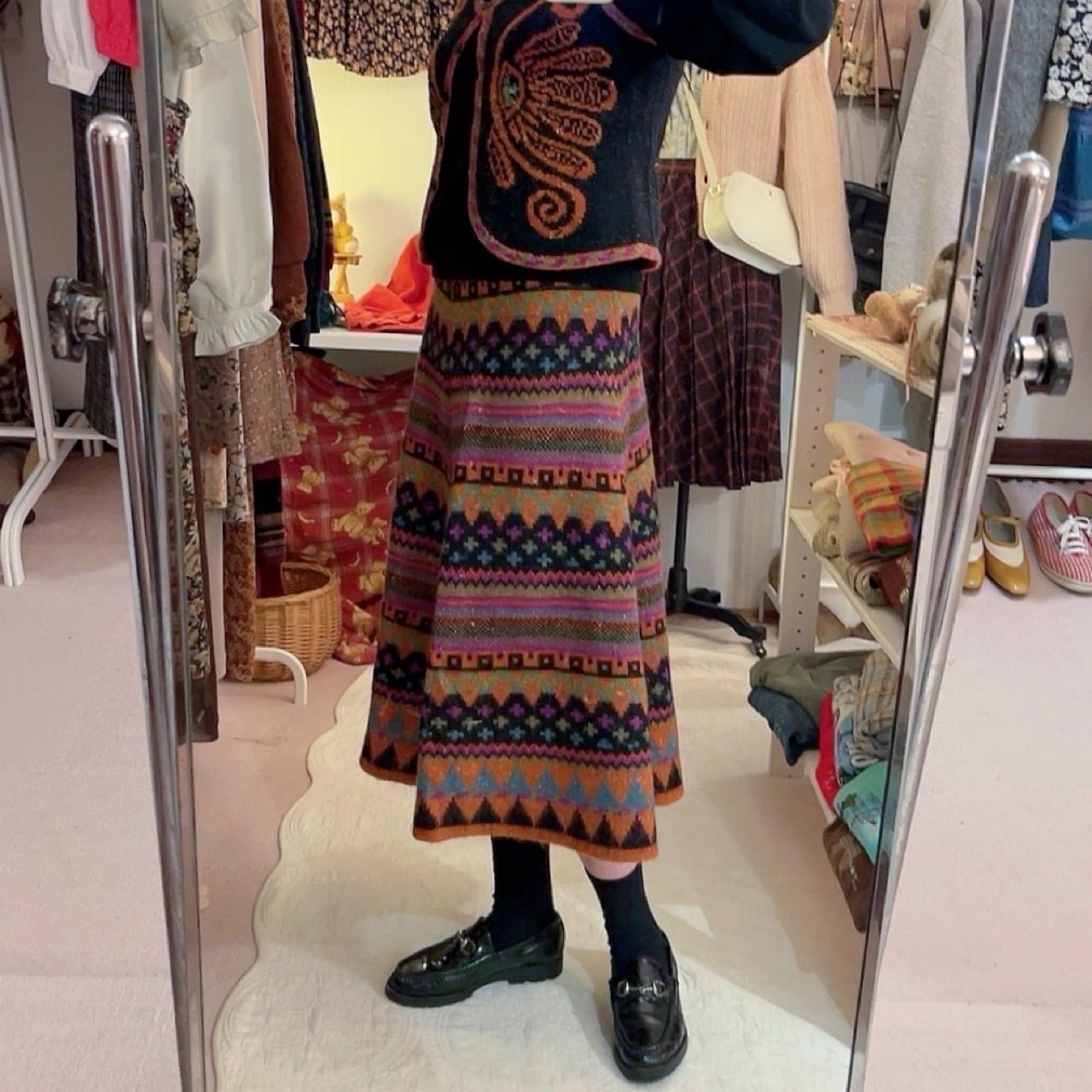 black orange butterfly knit set up