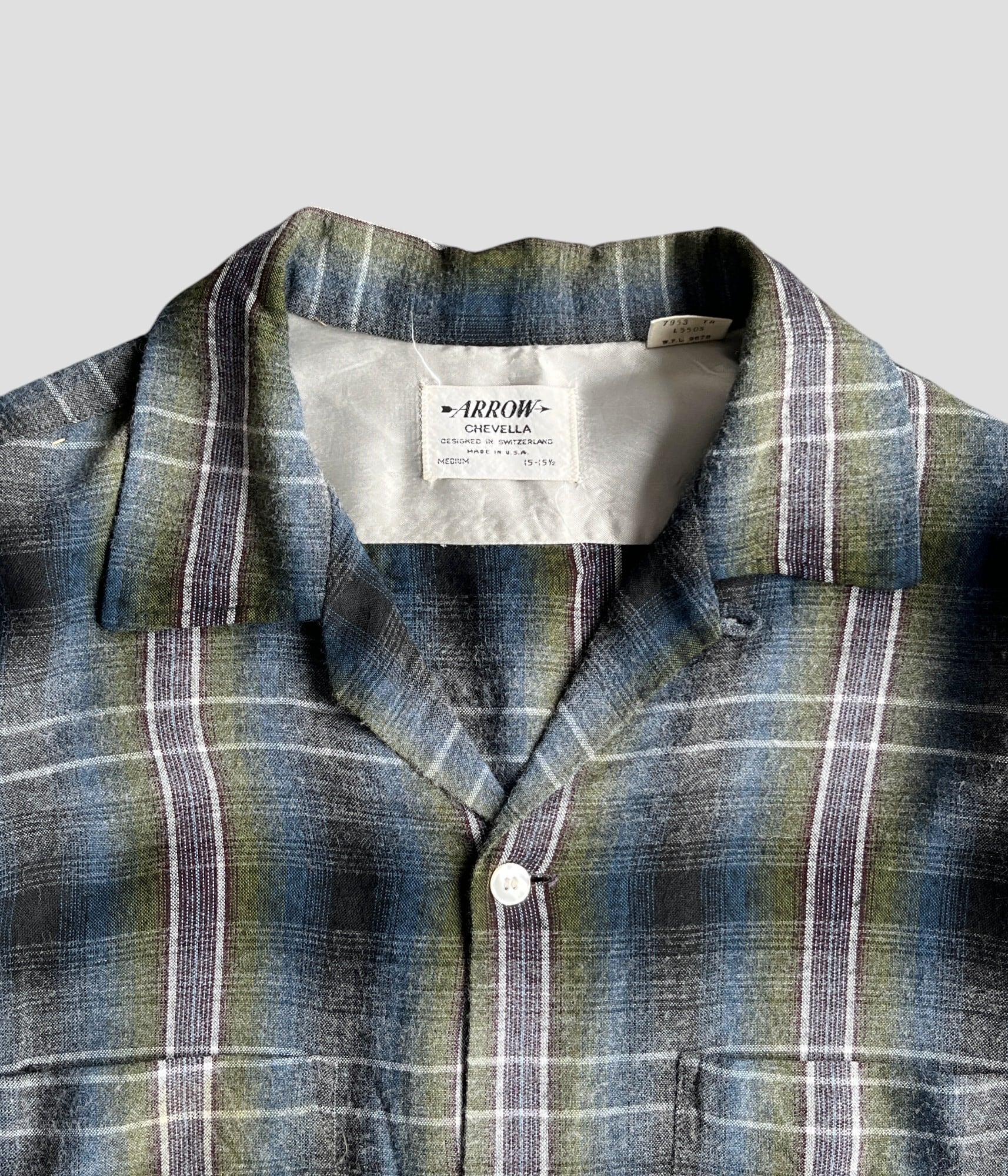 ARROW- Vintage 60s Rayon ombre check loop collar shirt | BEGGARS 