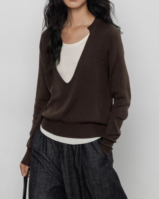 Layered Vneck Knit