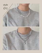 Pearl × Ball Chain Necklace ［SSN031］