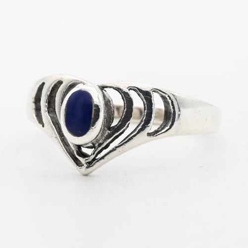 Blue Onyx Accent Heart Motif Design Ring #15.0 / Denmark