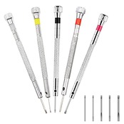 YANJING 腕時計 用 精密 マイナス ドライバー 工具セット 0.8mm-1.6mm 電池交換/バンドの調整/パソコンの修理/眼鏡の修理/腕時計の修理 細かい 作業 滑り止め付 交換可能 修理 工具 5本セット