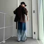 ルーズシルエットグラデーションデニムPT/ブルー