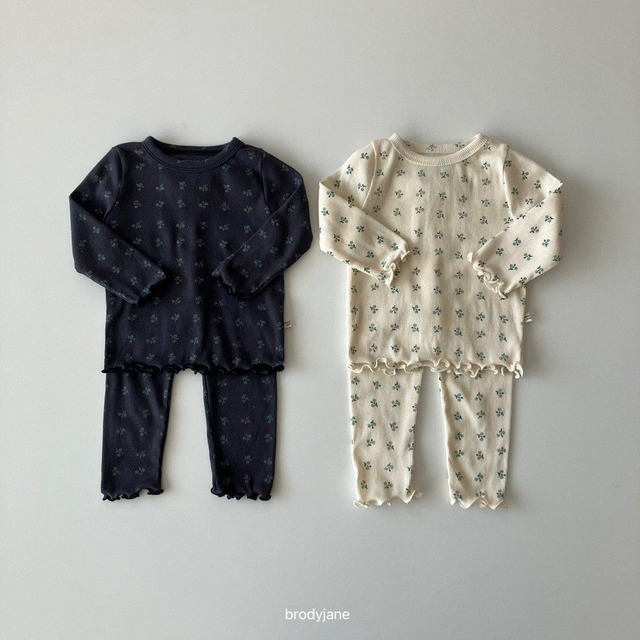【取寄】brodyjane｜mist ribbed frill set｜ミストリブフリル上下セット｜S-M｜1-3y
