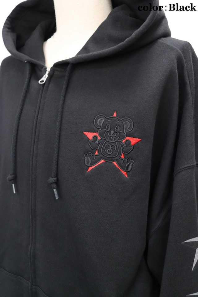 Bear Star Sweat Zip Up Hoodie  (ベアー  スター スウェット ジップ アップ フーディー)【Gray】