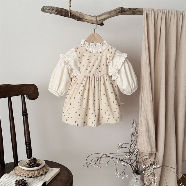 【BABY&KID】暖かいハート柄ワンピース