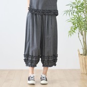 シャーリングフリルストライプバルーンパンツ (M~L)