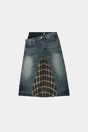 [ANDERSSON BELL] PLEATS COMBO FLIPPED DENIM SKIRT apa887w(BLUE) 正規品 韓国ブランド 韓国通販 韓国代行 韓国ファッション ANDERSSONBELL アンダーソンベル 日本 店舗