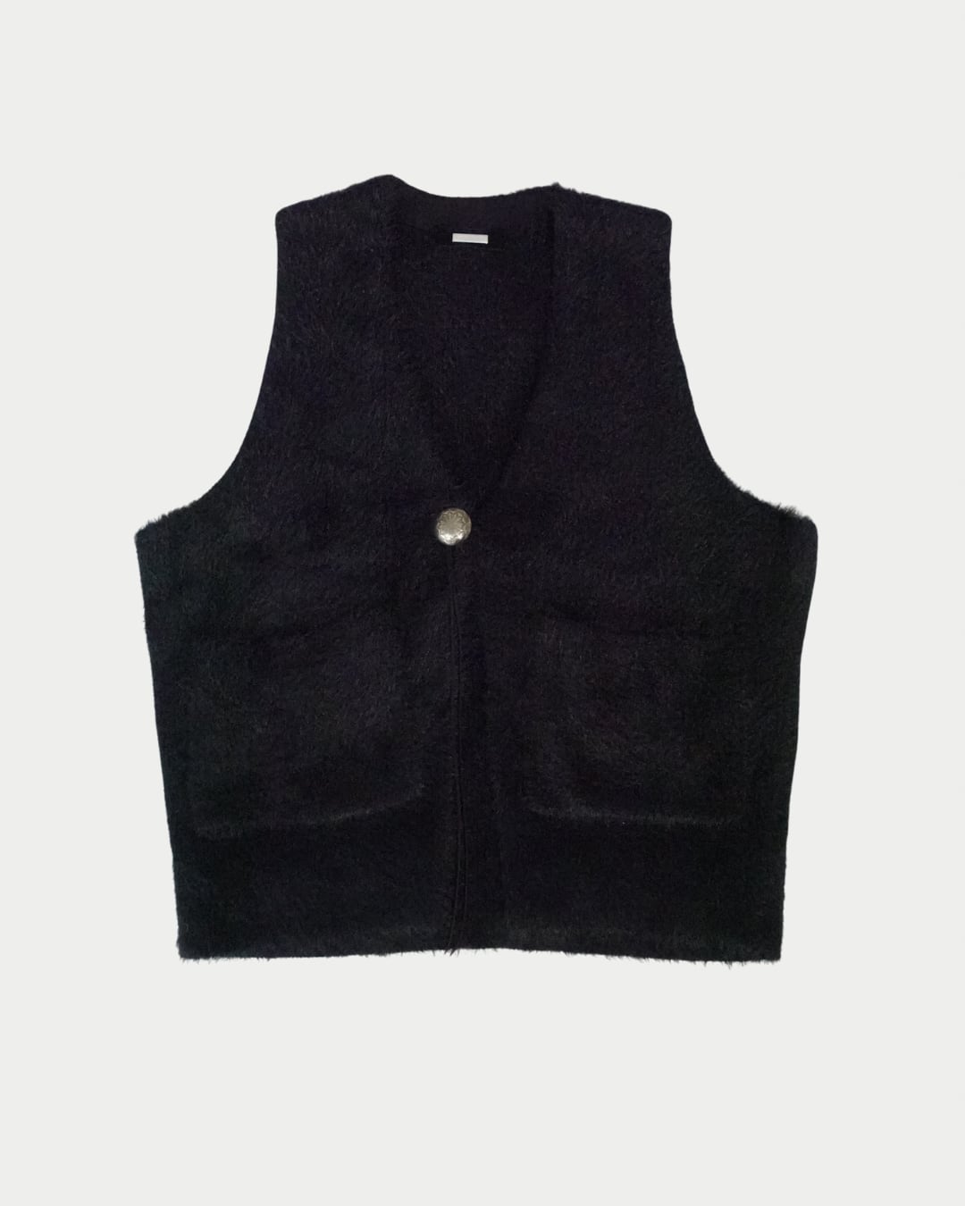Feather Knit Gilet-Black