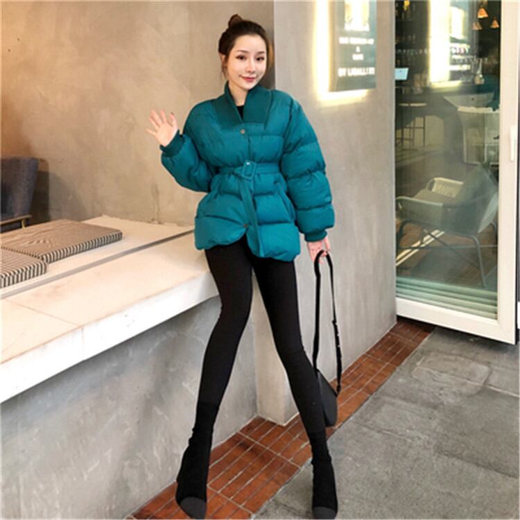 新入荷 高級品質 韓国ファッション スクエアネック ベルト カジュアル 単体ボタン スリム ブレッド