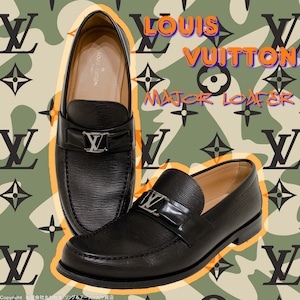 ルイ・ヴィトン:メジャー・ラインローファー/エピ(ノワール/ブラック)/サイズ#7=26cm/LOUIS VUITTON EPI NOIR MAJOR LOAFER