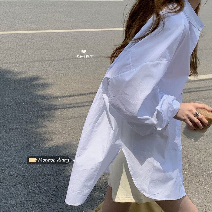 スタイルルーズホワイトシャツ レディーススプリング薄手トップス サマージャケット ロング 春物 夏物 モンロー95564949244