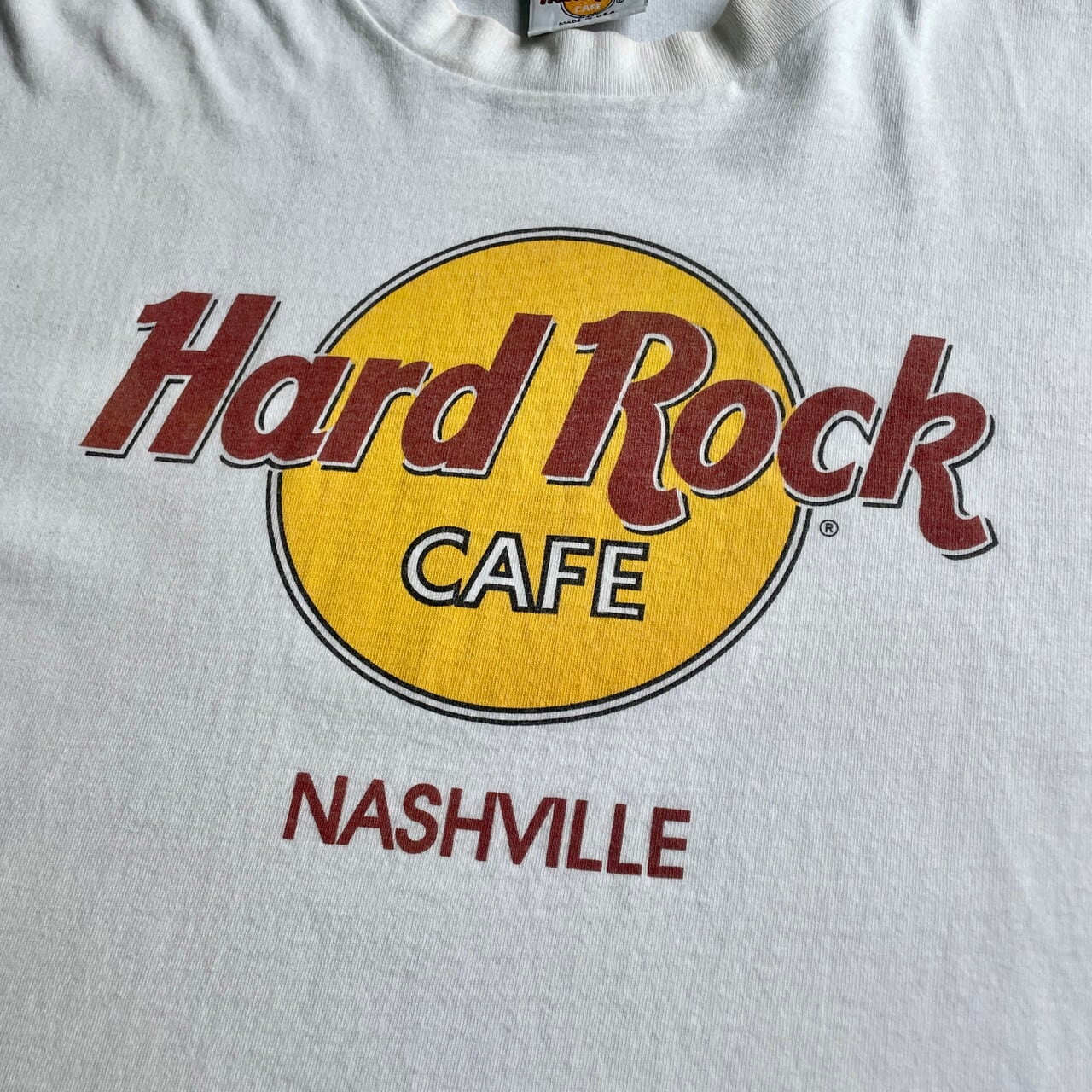 90年代 USA製 HARD ROCK CAFE NASHVILLEハードロックカフェ アドバタイジング 企業ロゴ プリントTシャツ メンズM 古着  90S ビンテージ ヴィンテージ フロントロゴ ホワイト 白 【Tシャツ】【FSS2308-50a】 | cave 古着屋【公式】古着通販サイト