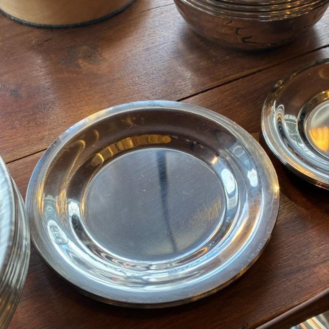 India Stainless Steel Chutney Tray, Large, Round, Perfect for Chutney, Outdoor Use, Small Plate, Coaster, Ships by Mail