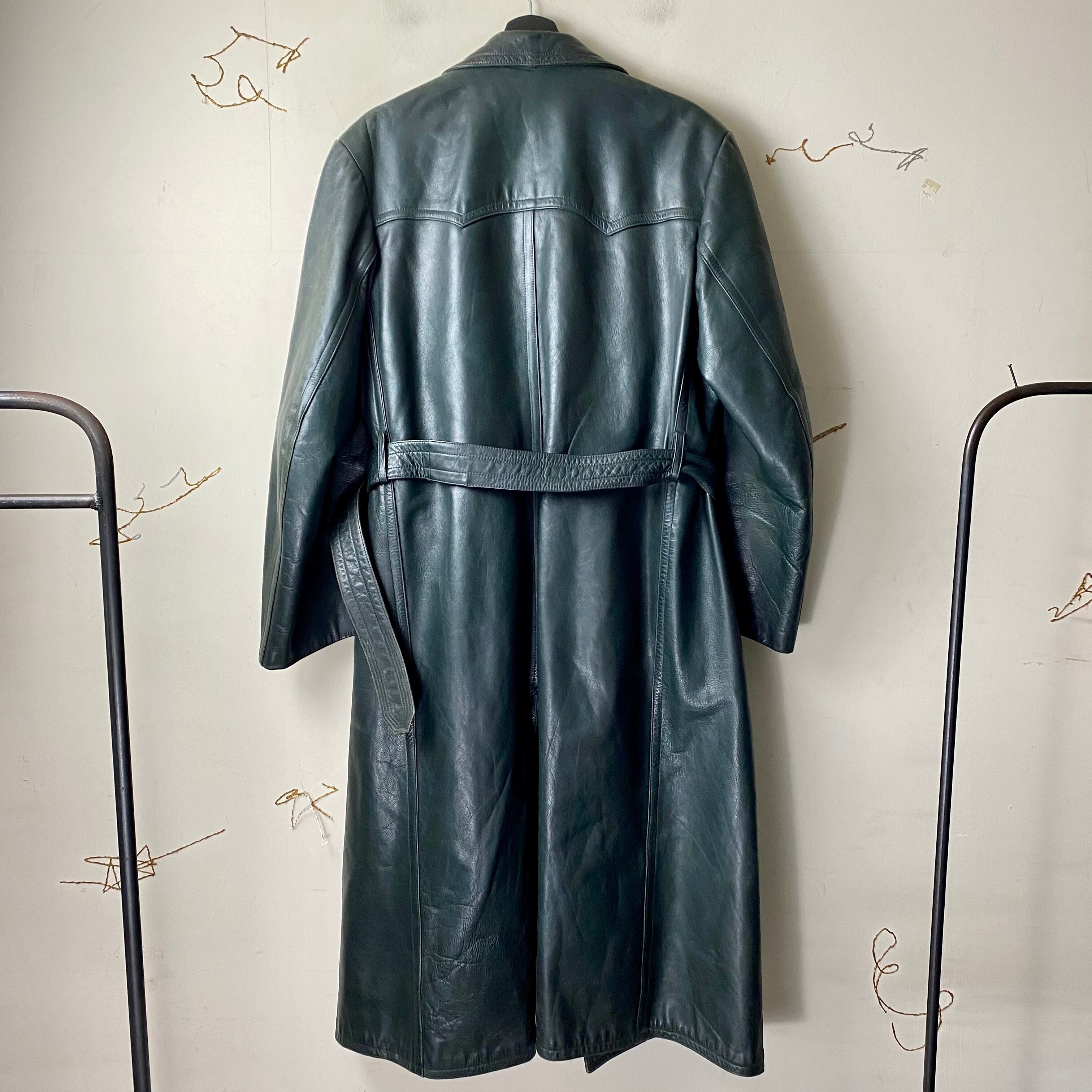 vintage German Army green leather coat | NOIR ONLINE