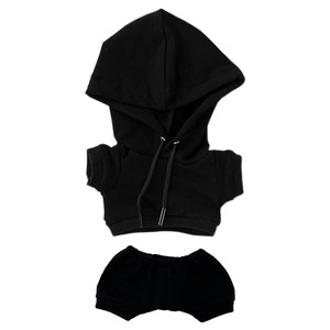 【特価処分】niannyyhouse　15cm ぬいぐるみ 服　ストレッチ　ソリッドカラー　スポーツウェア　パーカー　ズボン　着せ替え　綿人形　アクセサリー (black 15cm)
