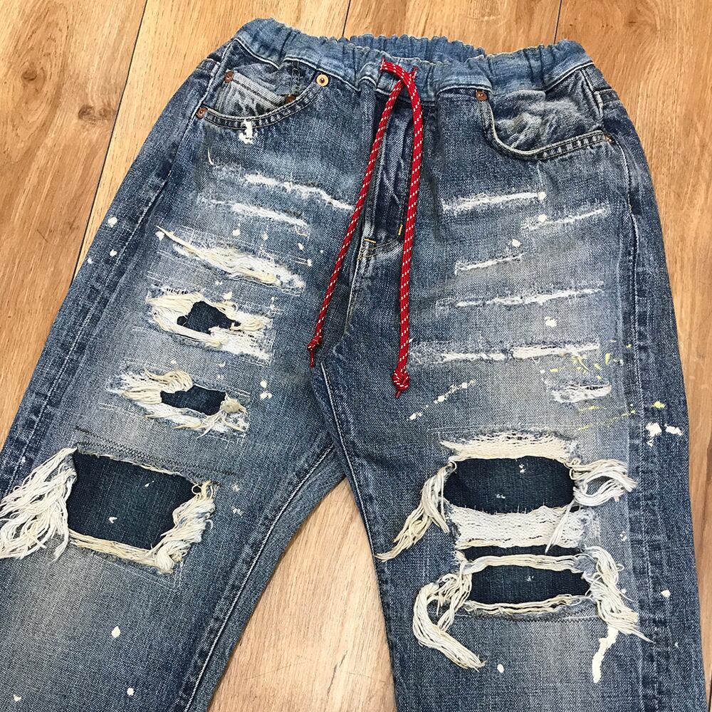 DENIM DUNGAREE(デニムダンガリー) dd722623-12oz HOME MADE デニム リメイク  イージーパンツ（ブルー）150-160cm