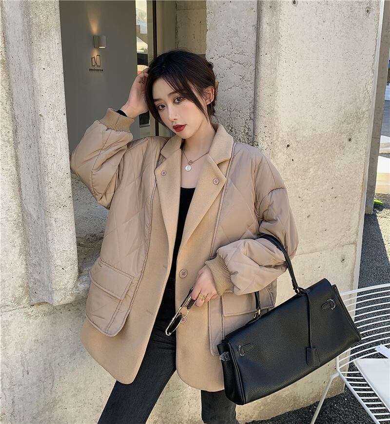 コート ルーズオータムウィンタースタイル コットン 秋物 冬物 ステッチ ブラックストロベリース62218066672