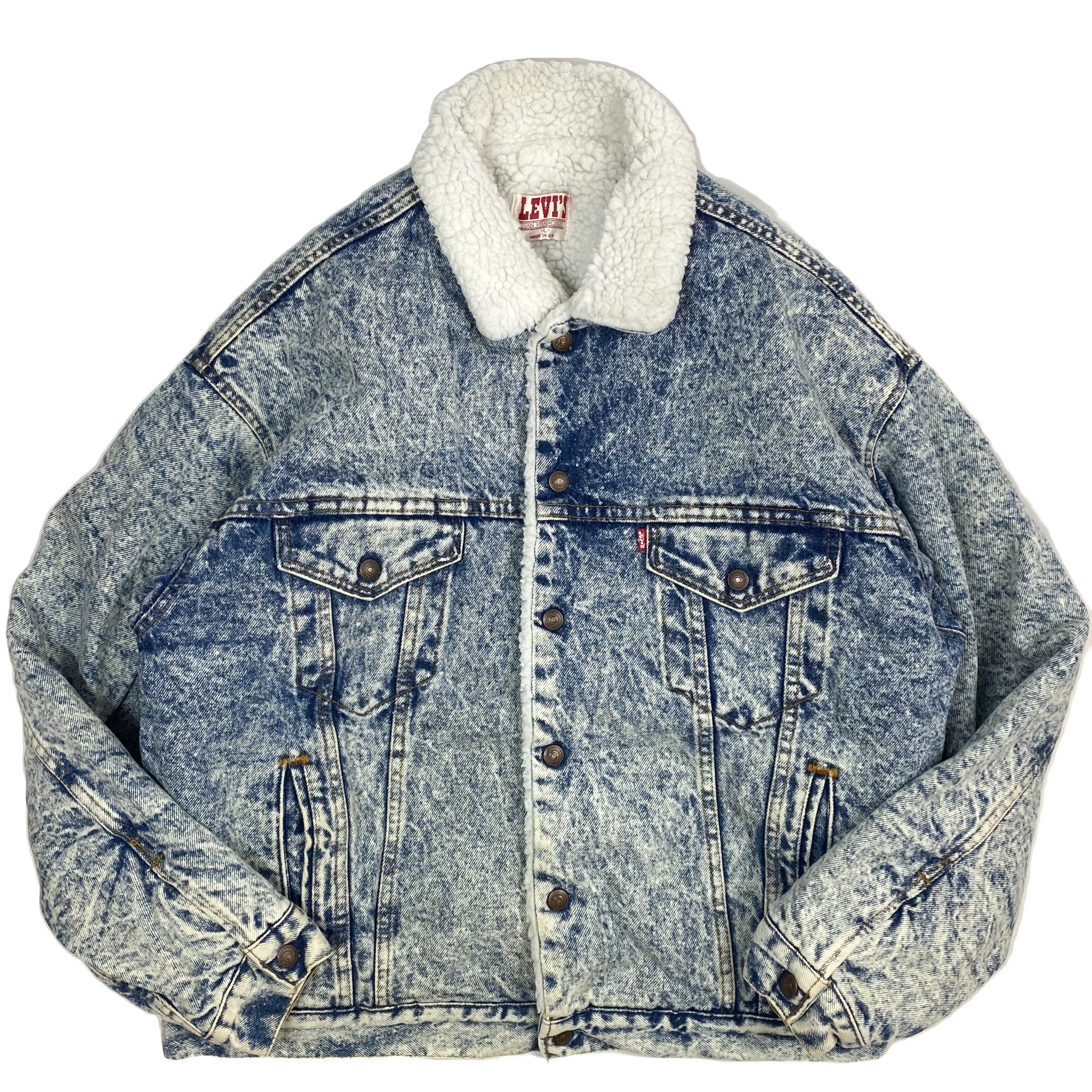 80's Levi's Chemical Wash Denim Boa Jacket / リーバイス デニム ...