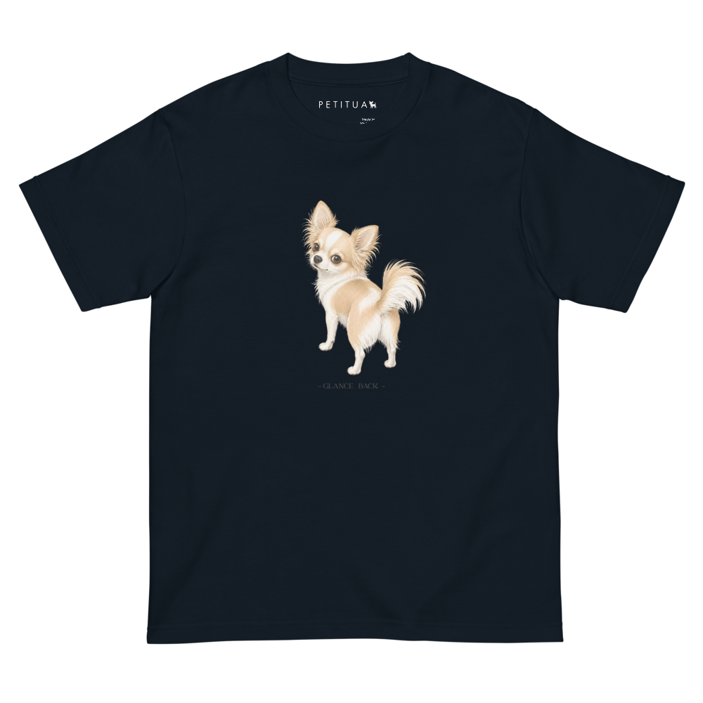 Cream&White-Long GLANCE BACK 半袖Tシャツ P0200