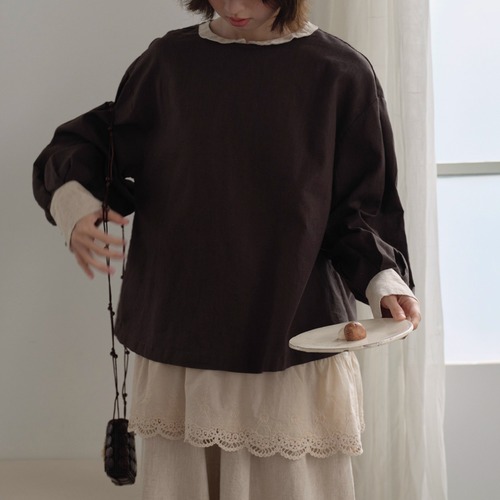 2色／クレリックバックボタントップス ・8217