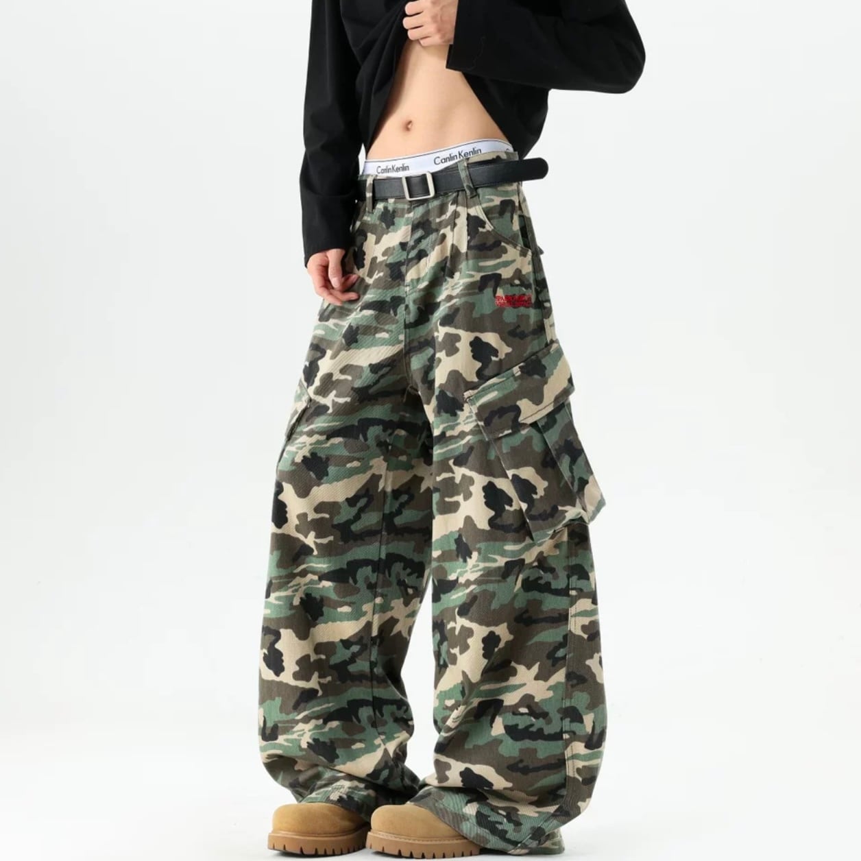 迷彩柄 ワイド カーゴ フルレングス パンツ M00019 | motico