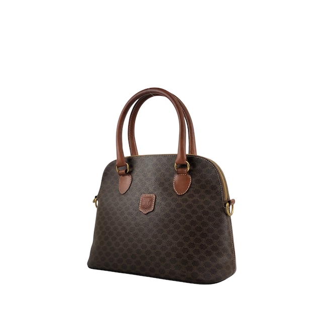 CELINE セリーヌ マカダム ショルダーバッグ ブラウン ブラゾン型押し PVC 2WAY vintage ヴィンテージ オールド rpmpji