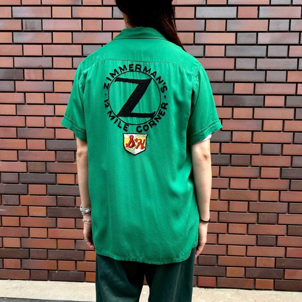 Vintage S/S Rayon Bowling Shirt [Crown Prince] [1960s-] M 15 1/2