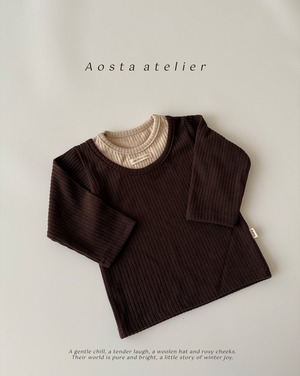 【Aosta】 レイヤードT／ブラウン×ベージュ（70–110cm）
