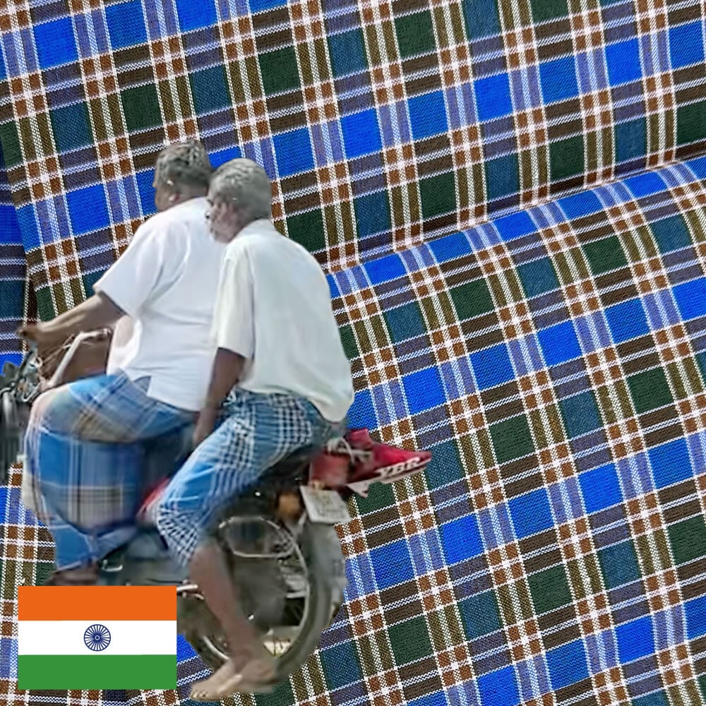 インド産 民族布 腰巻布 ルンギ Lungi 巻きスカート 縫い合わせ済み