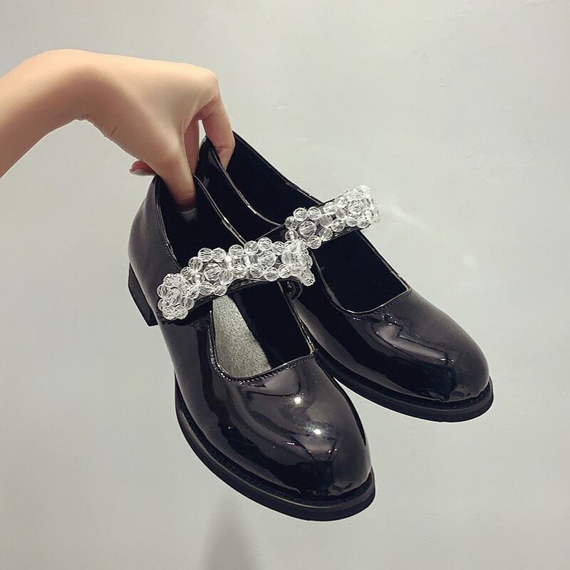 レザースタイルスプリングカジュアルブラック 靴 シューズ ローファー 春物 部族の婦人靴14692016726