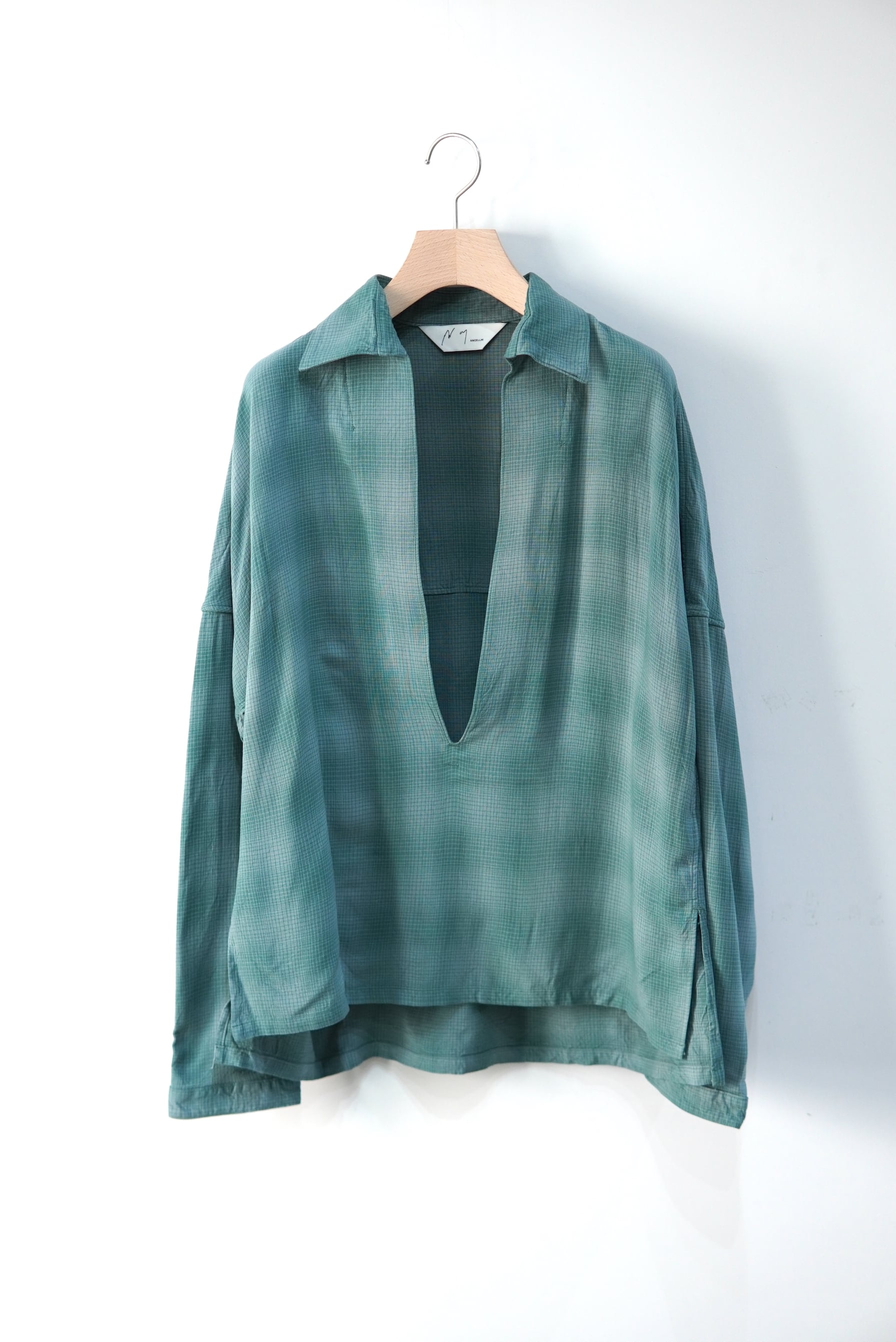 ANCELLM 23SS OMBRE CHECK PULLOVER SHIRT-