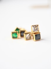 ジルコニアスクエアピアス/023128