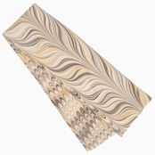 リバーシブル墨流し半幅帯 　[蜂蜜］ピーコック×大矢羽