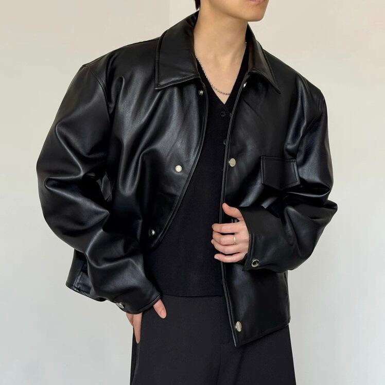 パッチポケット フェイクレザー ジャケット M00162 | motico