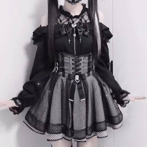 ゆめかわ♡リボン付きオフショルレーストップス&スカート set65★ ゆめかわ♡リボン付きオフショルレーストップス&スカート set65★