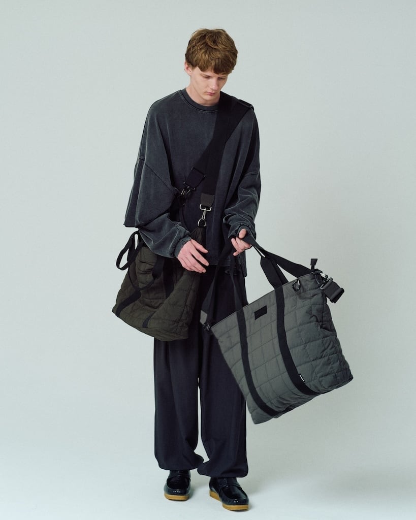 ADAM PATEK square quilt shoulder tote bag (GRY) AP2429024