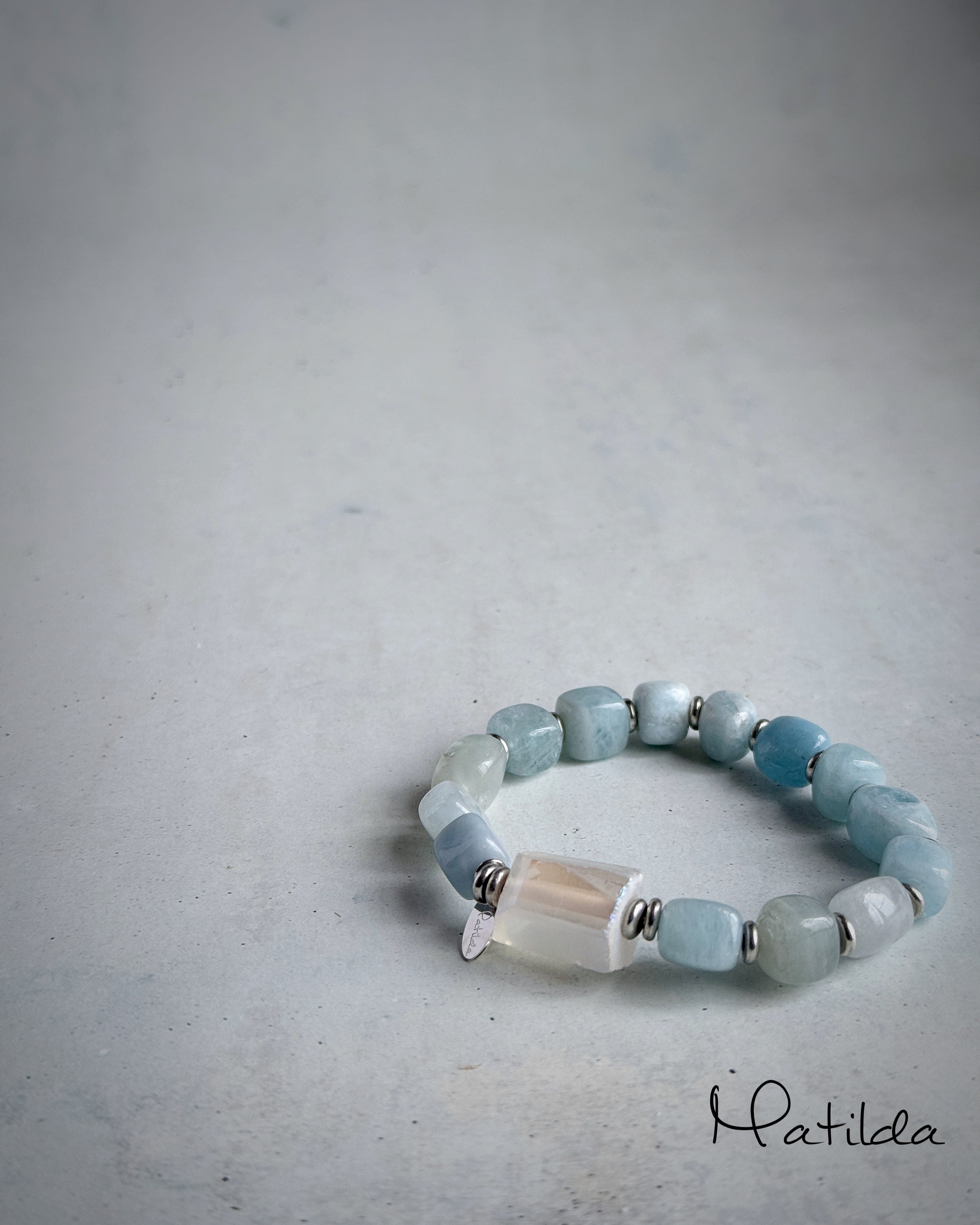 bicolor bracelet(アクアマリン×クォーツ)